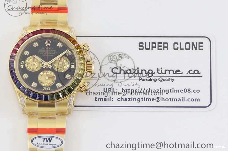 Diamonds YG Edition 1:1 Best Steel YG TWF on YG Dial Daytona A7750 116595RBOW 904L Bracelet Black 0306